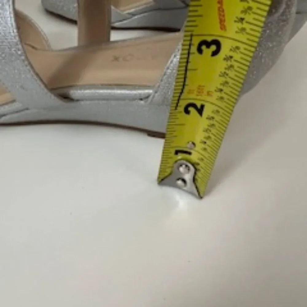 Paradox London Jagger Wedge Silver Sandals Women's 7.5M